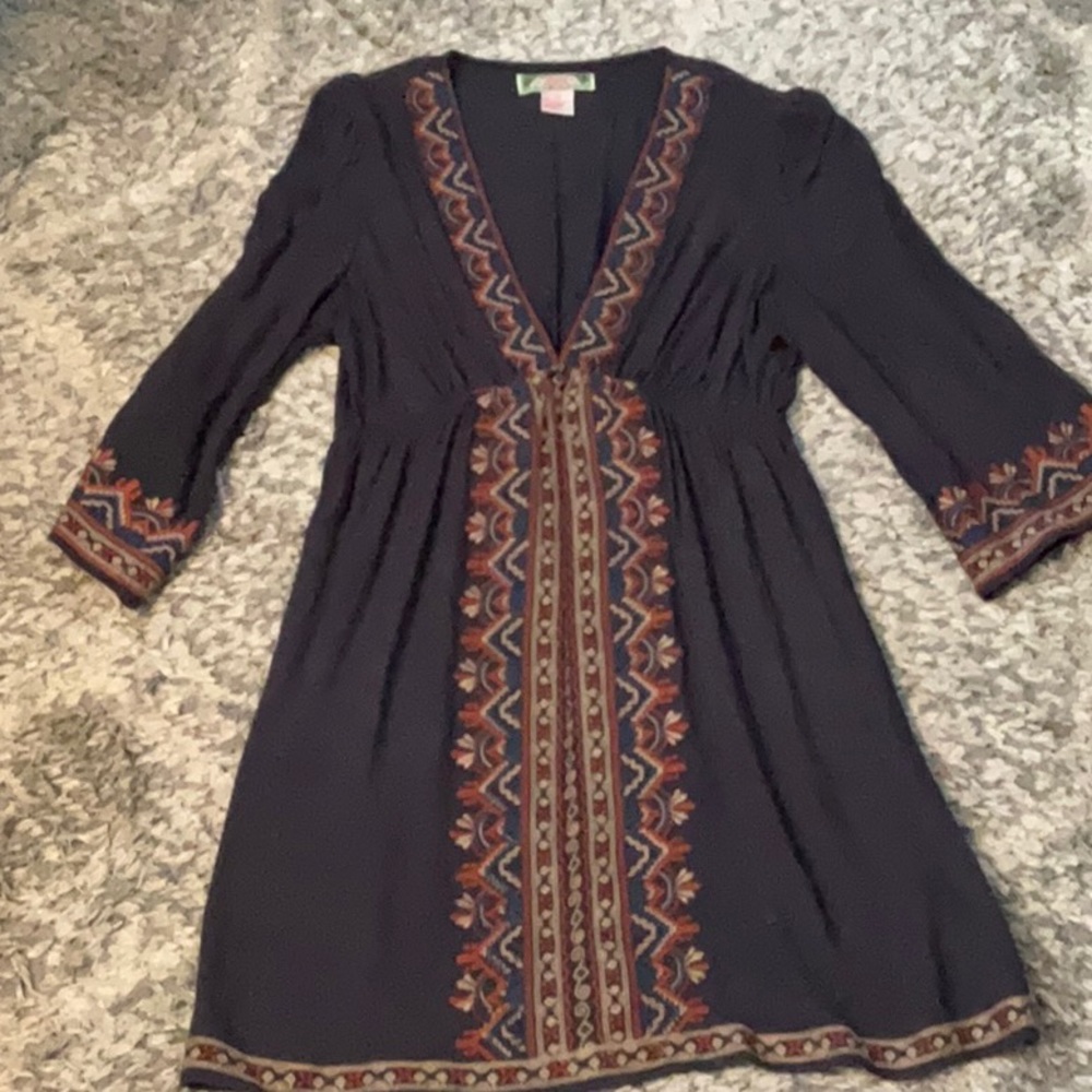 Flying Tomato Dark Blue Tunic with Colorful Trim
